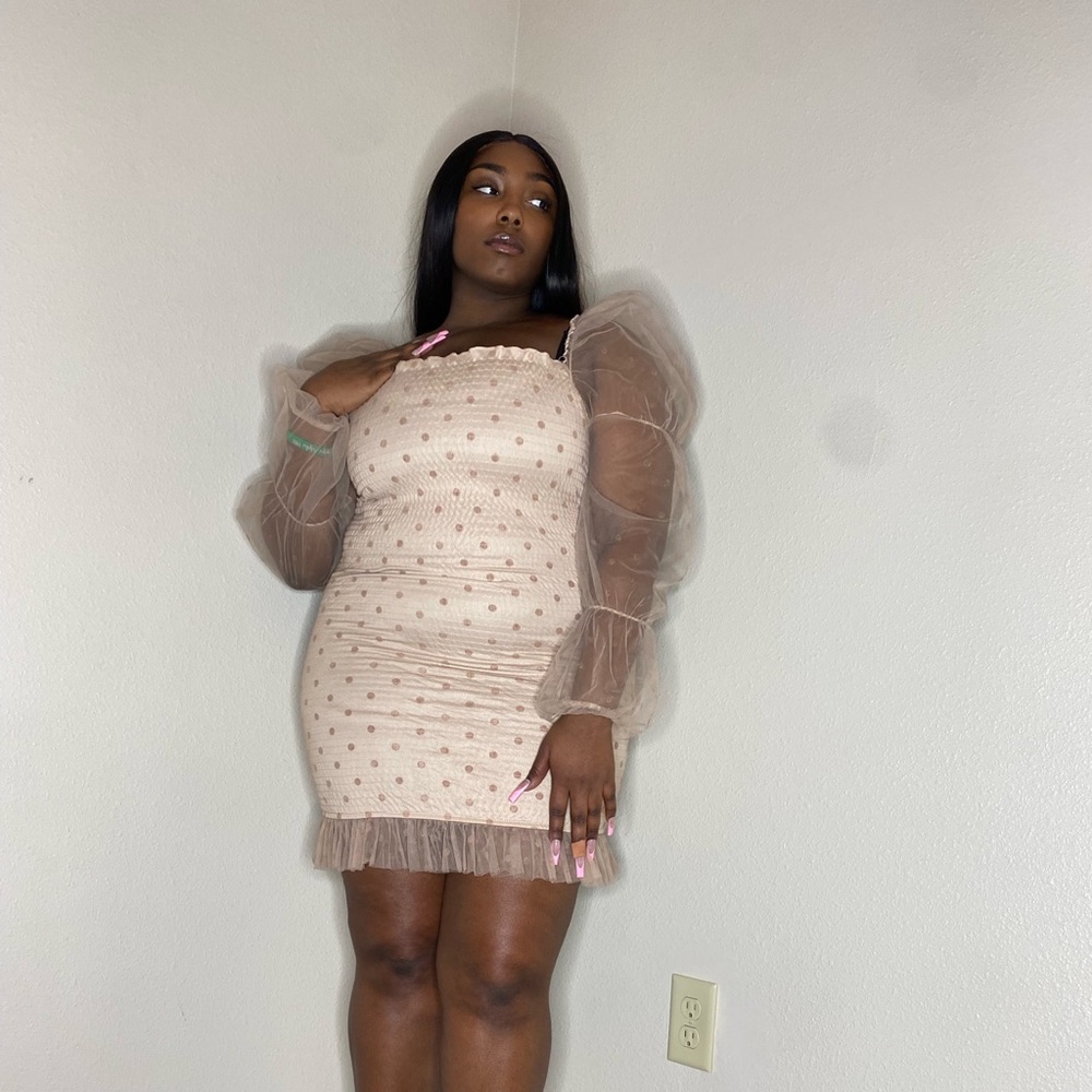 Ruffled Polka Dot Nude/Cream Mini